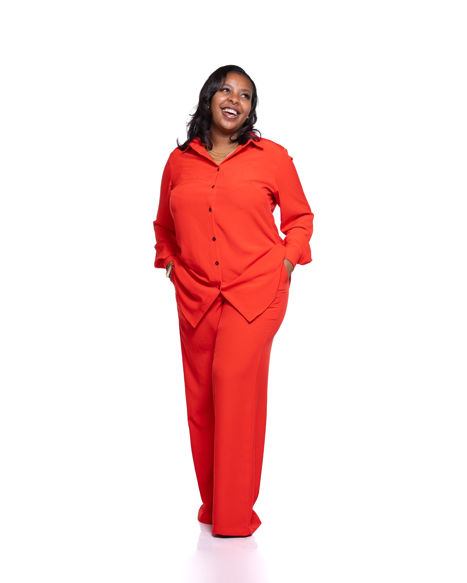 Fluid Semi-Fitted Pants in Scarlet